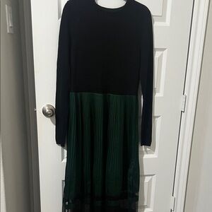 Ted Baker London Black and Green Long Sleeve Dress
